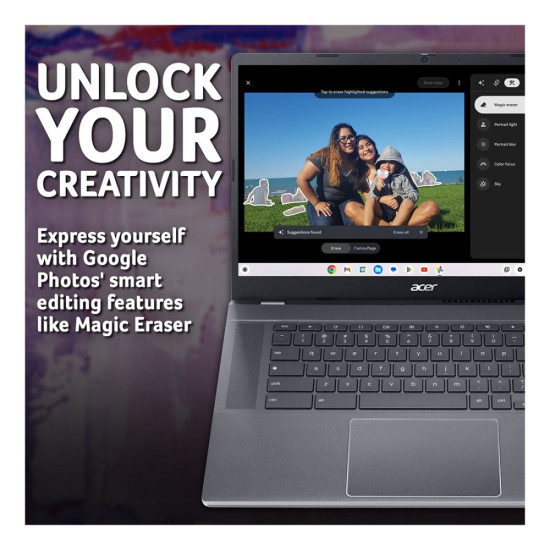 Acer Chromebook Plus 514 CB514-3H 14-inch laptop offering 256GB SSD for ample storage